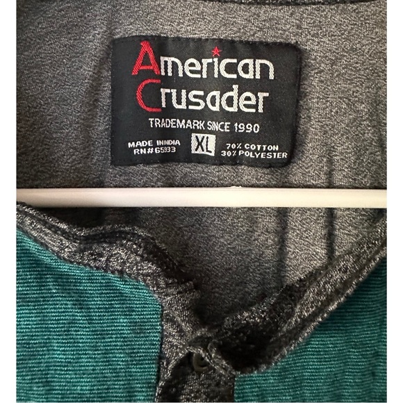 American Crusader Men’s Grey And Teal Shirt - Picture 4 of 4